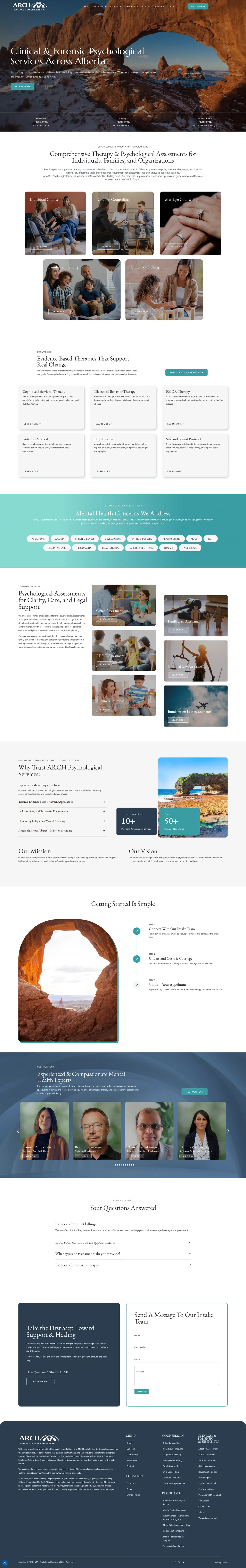 Arch Psychological website, full page