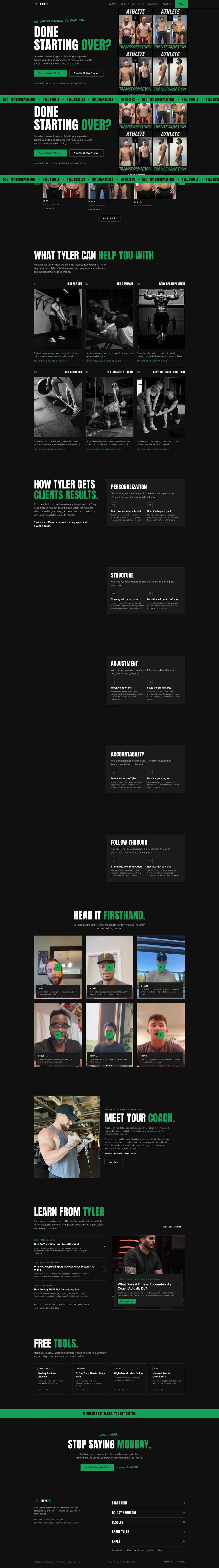 HupsFit website, full page