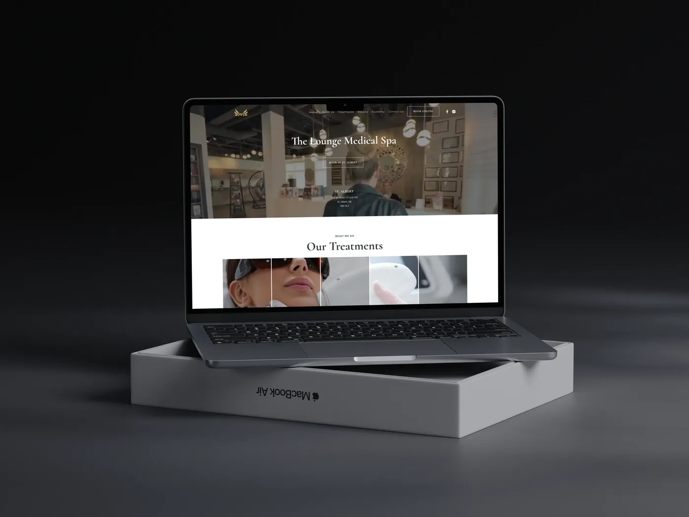 The Lounge Medical Spa website on a laptop