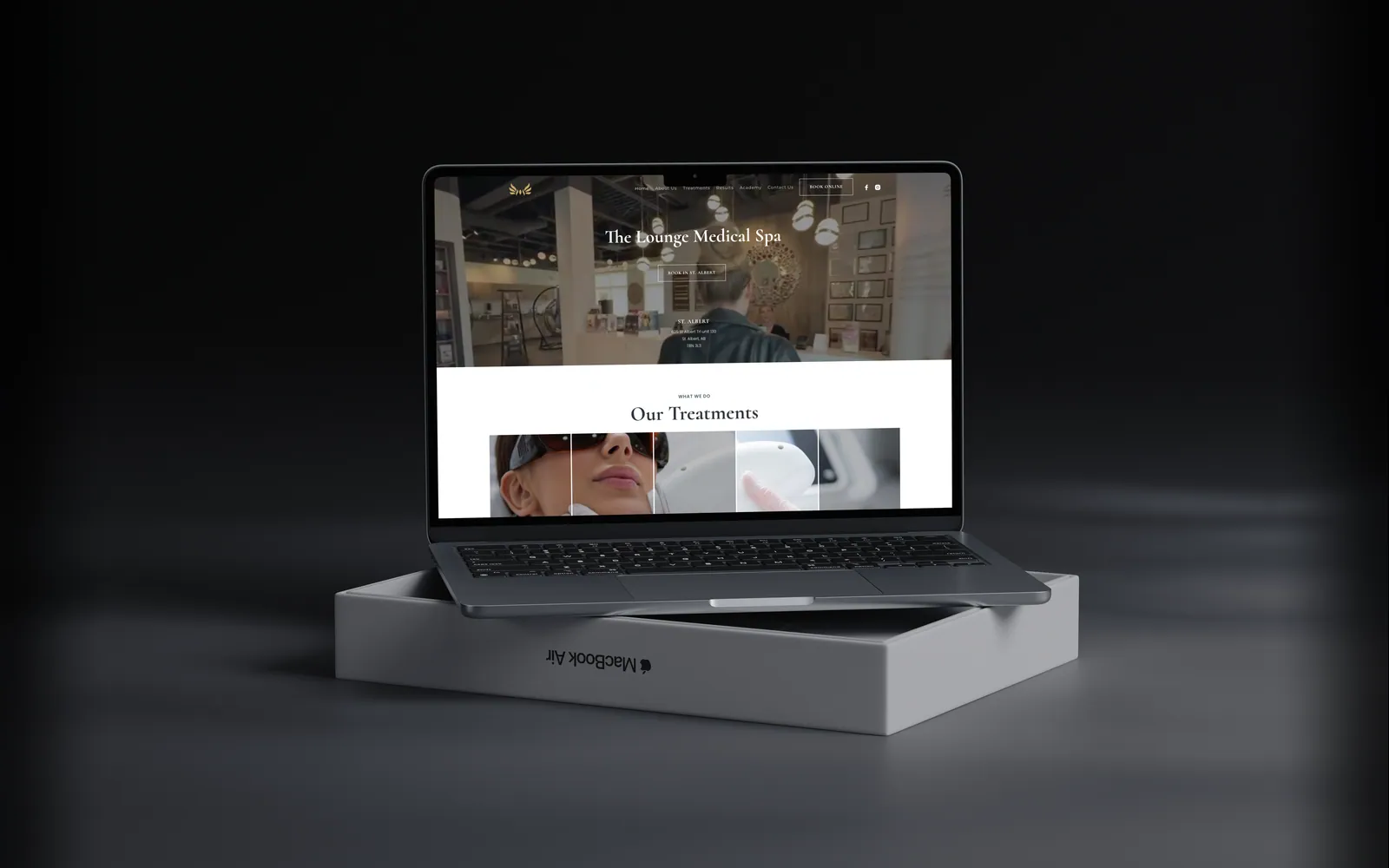 The Lounge Medical Spa website on a laptop